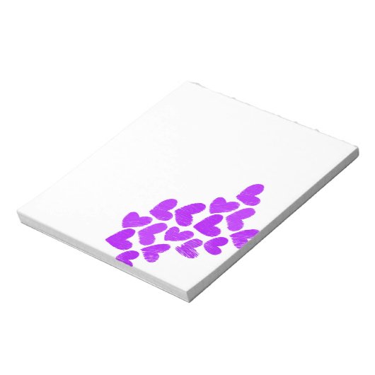 Paars schetterend hart "Ik hou van je" Notitieblok (Linkerzijde)