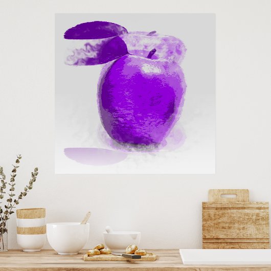 Paars schilderij Apple #2 - Poster (Keuken)