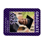 Paars schoolkleur foto afstudeeruitnodiging magneet (Horizontaal)