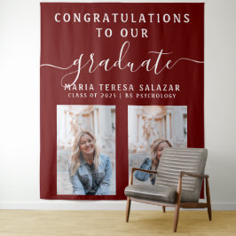 Paars Schrift Calligrafie Twee Foto Afstuderen Wandkleed