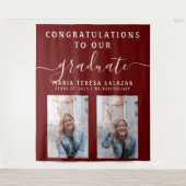 Paars Schrift Calligrafie Twee Foto Afstuderen Wandkleed (Voorkant)