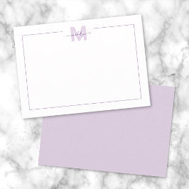 Paars Schrift Minimalistisch Monogram Notitiekaartje