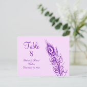 Paars Schud je Tail Feathers Table Number Briefkaart (Staand voorkant)