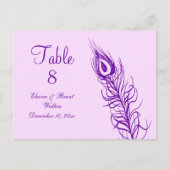 Paars Schud je Tail Feathers Table Number Briefkaart (Voorkant)