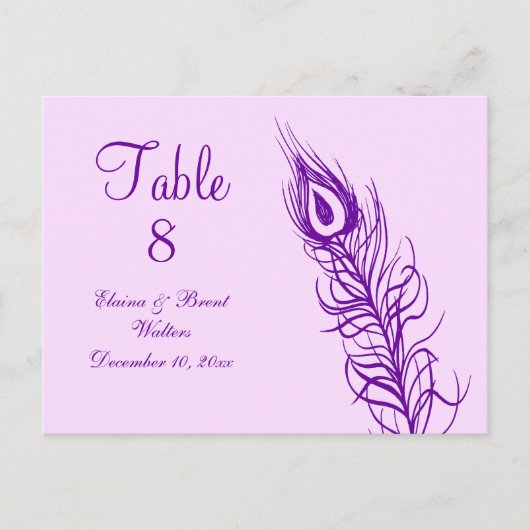 Paars Schud je Tail Feathers Table Number Briefkaart (Voorkant)