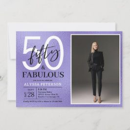 Paars Script 'Fifty & Fabulous' 50e Verjaardag Fot Kaart