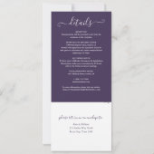Paars Script Minimalistische All-in-One Trouw Kaart (Achterkant)