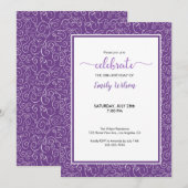 Paars Scrolling Pattern 30th Birthday Invitation Kaart (Voorkant / Achterkant)