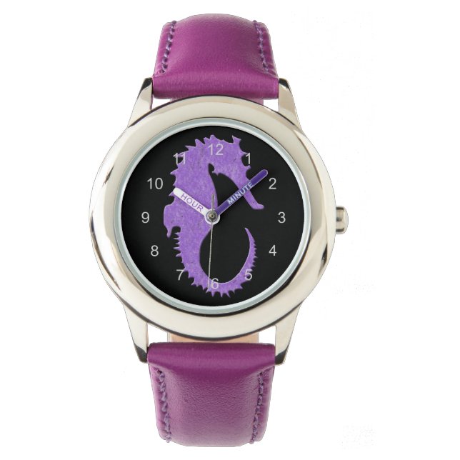 Paars Seahorse Horloge (Voorkant)