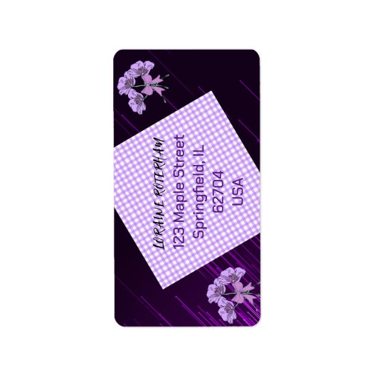 Paars Sering Bloemenpatroon Retouradreslabel Etiket (Voorkant)