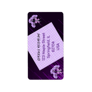Paars Sering Bloempatroon Retouradreslabel Etiket