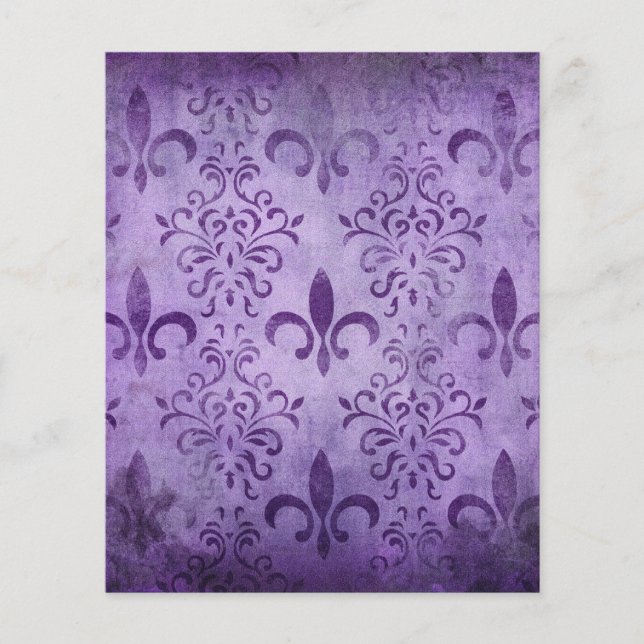 Paars Shabby Fleur de lis Scrapbook Paper (Voorkant)