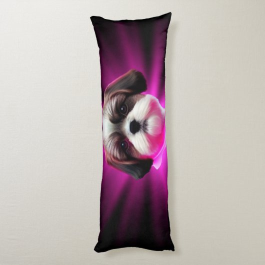 Paars Shih Tzu Lichaamskussen (Achterkant (Verticaal))