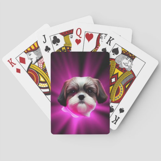 Paars Shih Tzu Pokerkaarten (Achterkant)