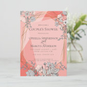 PAAR'S SHOWER Koraal Bloemen Geometrisch Goud Lijs Kaart (Staand voorkant)