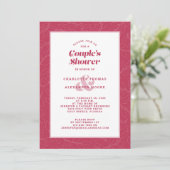 Paar's Shower Wedding Magenta Red Modern Casual Kaart (Staand voorkant)