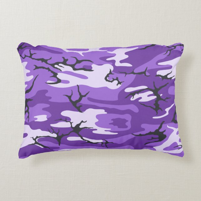 Paars Sierkussen Camo Decoratief Kussen (Voorkant)