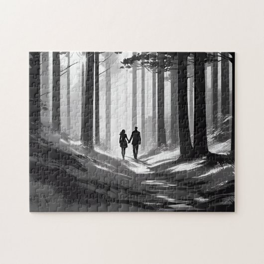 Paar's Silhouet in Serene Platteland Legpuzzel (Horizontaal)