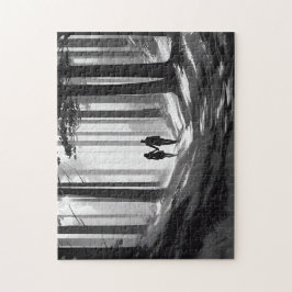 Paar's Silhouet in Serene Platteland Legpuzzel