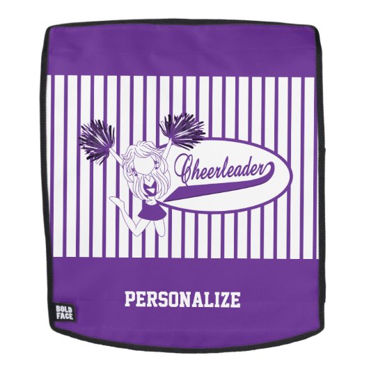 Paars Silhouette Cheerleader Girl Rugtassen (Verwijderbaar gezicht)