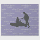 Paar's Silhouette Name Date Wedding aanpassen Cadeaupapier (Vlak)