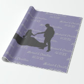 Paar's Silhouette Name Date Wedding aanpassen Cadeaupapier (Uitgerold)