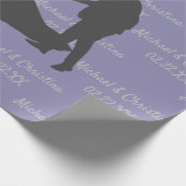 Paar's Silhouette Name Date Wedding aanpassen Cadeaupapier (Hoek)