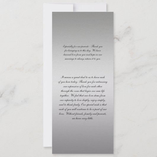 Paars Silver Black Wedding Programme Invita Kaart (Achterkant)