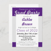 Paars Silver Bold Afstudeerder Party Afstuderen Uitnodiging Briefkaart (Voorkant / Achterkant)