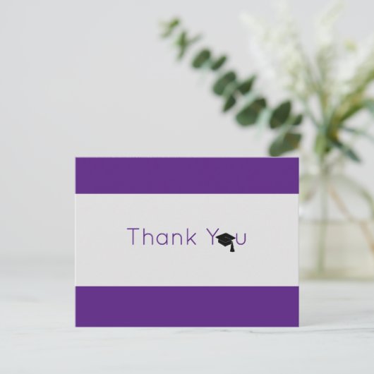 Paars Silver Bold Afstuderen Dank u Briefkaart (Staand voorkant)