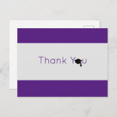 Paars Silver Bold Afstuderen Dank u Briefkaart (Voorkant / Achterkant)