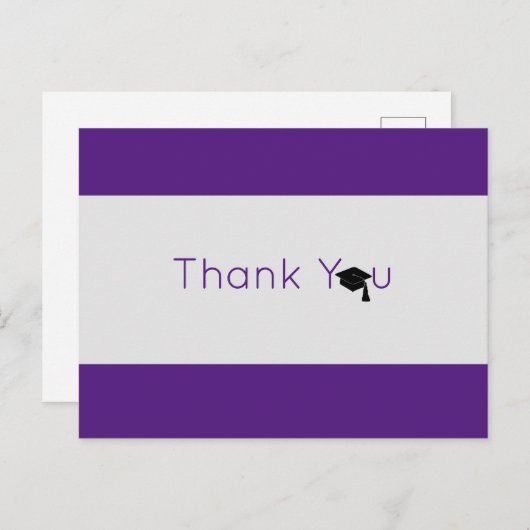 Paars Silver Bold Afstuderen Dank u Briefkaart (Voorkant / Achterkant)
