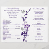 Paars Silver Butterfly Floral Wedding Programme (Achterkant)