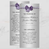 Paars Silver Diamonds Heart Wedding Programme (Voorkant / Achterkant)