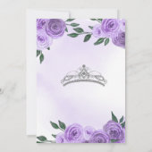 Paars Silver en White Floral Tiara Quinceañera Inv Kaart (Achterkant)