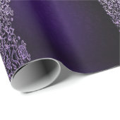 Paars Silver Floral Pattern Cadeaupapier (Rol Hoek)