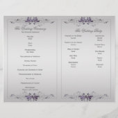  Paars Silver Floral Swirls Wedding Programme (Achterkant)