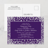 Paars Silver Glam Confetti Verloving Briefkaart (Voorkant / Achterkant)