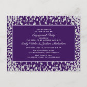 Paars Silver Glam Confetti Verloving Briefkaart (Voorkant)