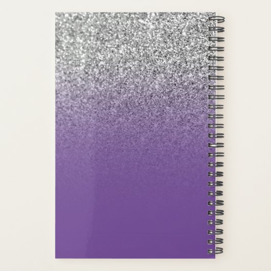 Paars Silver Glitter Ombre Personeelsformatie Planner (Achterkant)