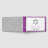 Paars Silver Glitter Swirl Damask Bat Mitzvah Gastenboek (Volledig)