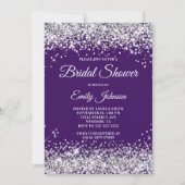 Paars Silver Glitter Vrijgezellenfeest Fancy Scrip Kaart (Voorkant)