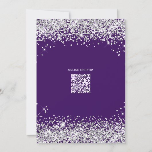 Paars Silver Glitter Vrijgezellenfeest Fancy Scrip Kaart (Achterkant)