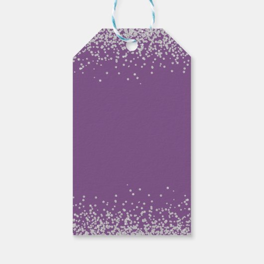 Paars Silver Glitter Vrijgezellenfeest Hartelijk d Cadeaulabel (Achterkant)