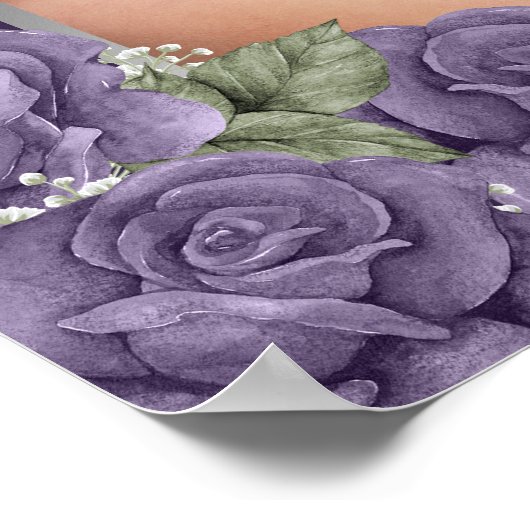 Paars Silver Photo Memorial Funeral Sign Poster (Hoek)