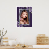 Paars Silver Photo Memorial Funeral Sign Poster (Keuken)