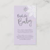 Paars Silver Snowflake Baby shower Book Request Informatiekaartje (Voorkant)