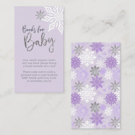 Paars Silver Snowflake Baby shower Book Request Informatiekaartje