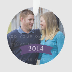Paars Simple Banner Holiday Photo Ornament