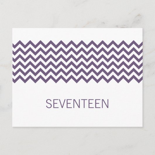 Paars Simple Chevron Table Number Briefkaart (Voorkant)